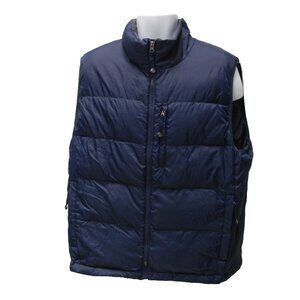 LL Bean Men's Nylon Full Zip Goose Down Fill Puffer Vest Outdoor, Blue, Large L